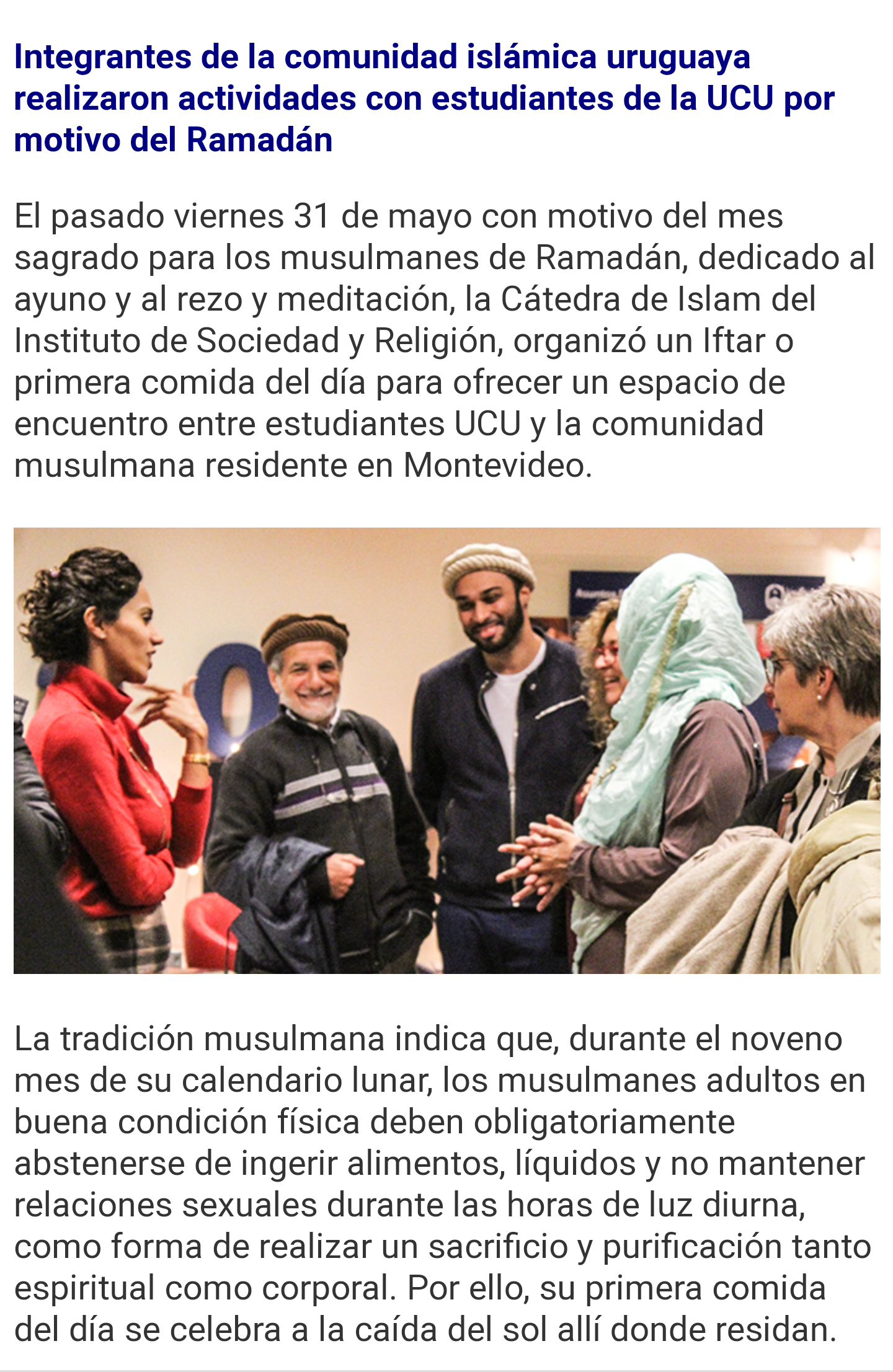 Celebrando Eid y Ramadan con los estudiantes de la universidad catolica de Uruguay, 2019