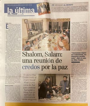 Shalom, Salam: una reunión de credos por la paz, publicado en el País